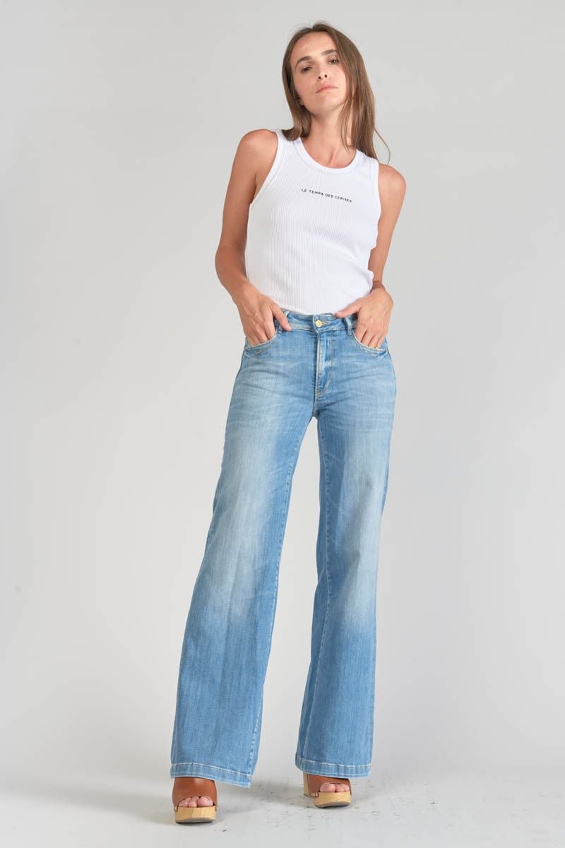 le temps des cerises Jeans pulp flare Axis taille haute bleu N°4