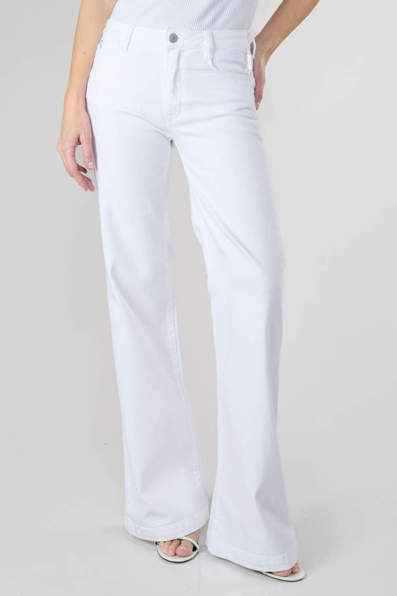 Le Temps Des Cerises Jeans Pulp Flare Maes Taille Haute Blanc