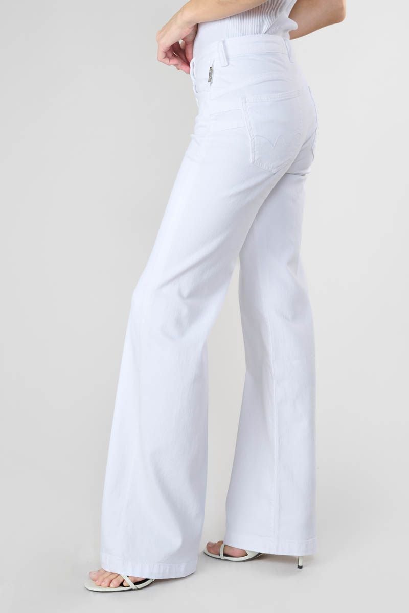 Le Temps Des Cerises Jeans Pulp Flare Maes Taille Haute Blanc