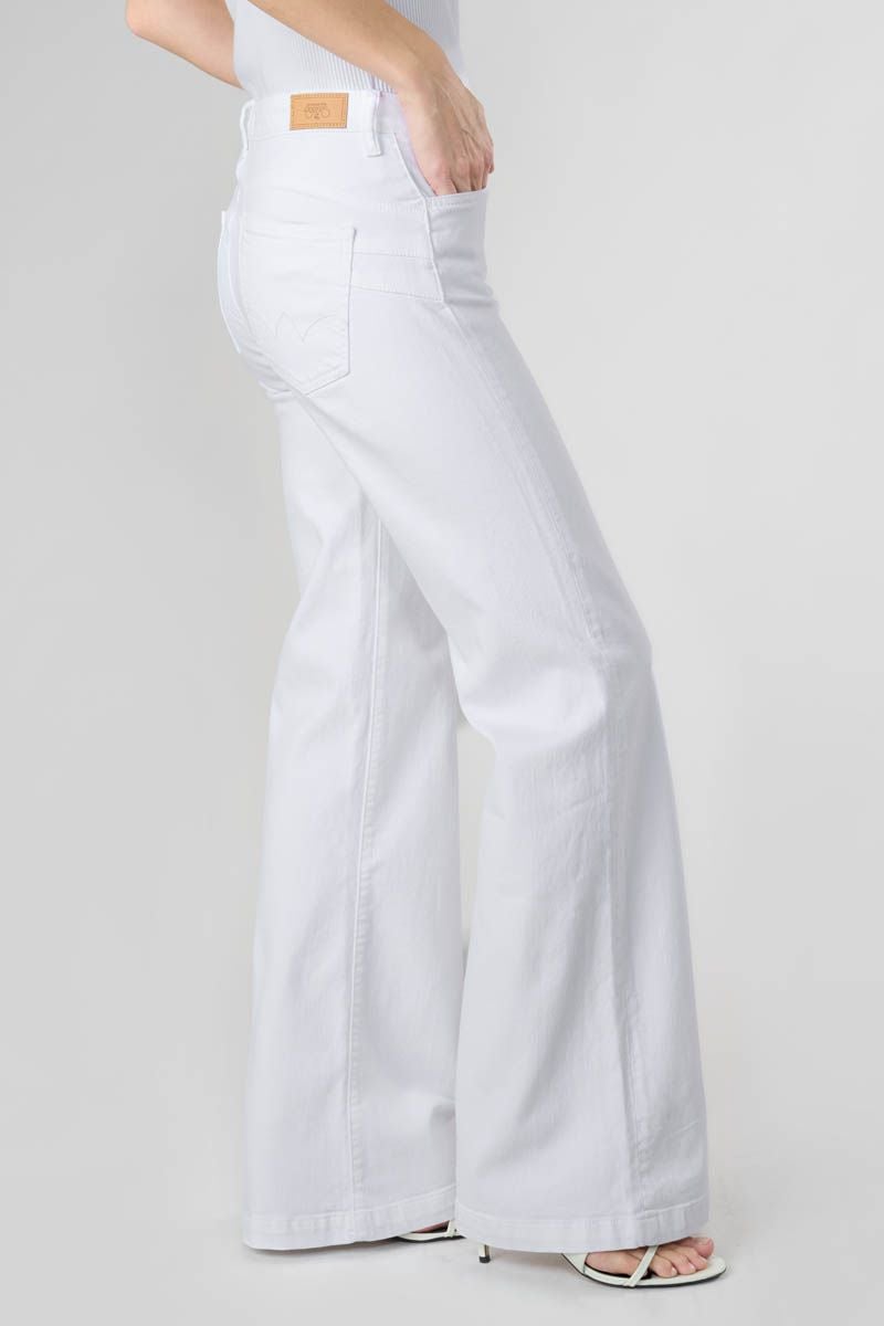 Le Temps Des Cerises Jeans Pulp Flare Maes Taille Haute Blanc