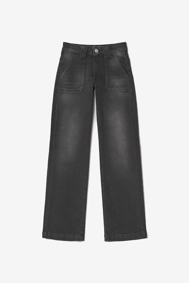 le temps des cerises Jeans pulp flare taille haute noir N°1