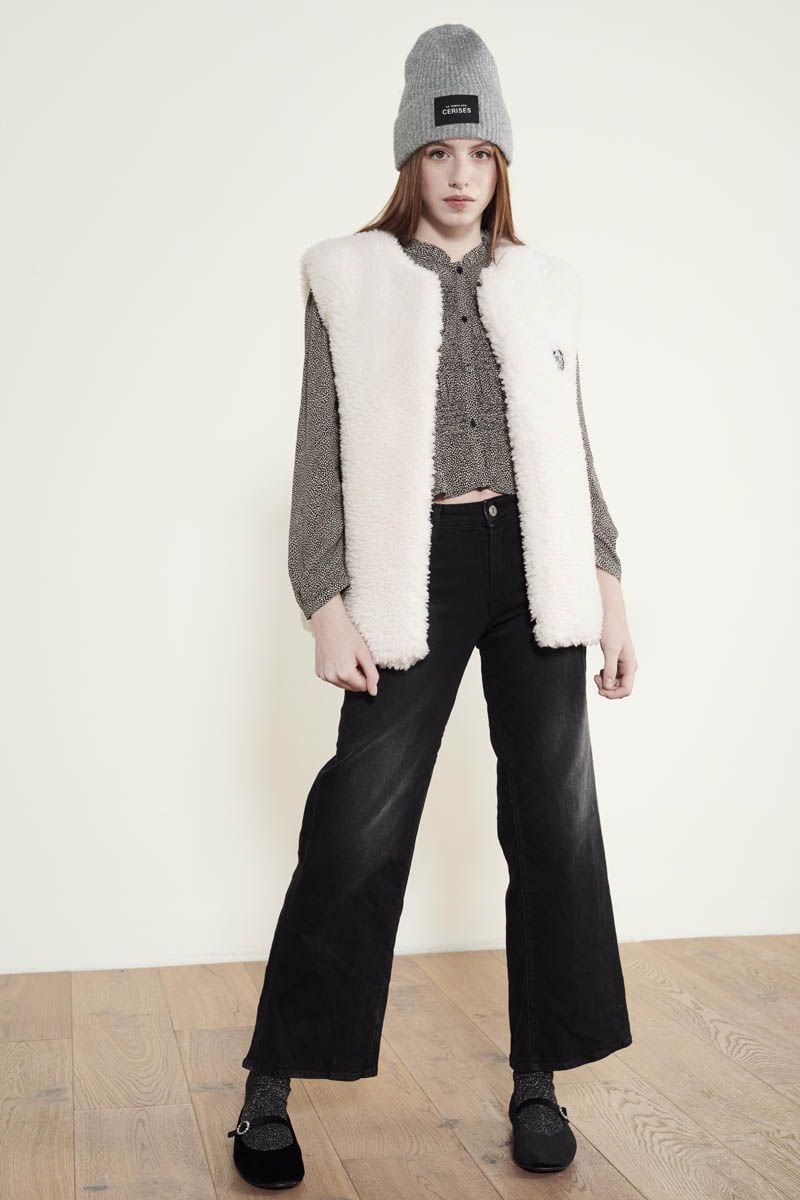 le temps des cerises Jeans pulp flare taille haute noir N°1