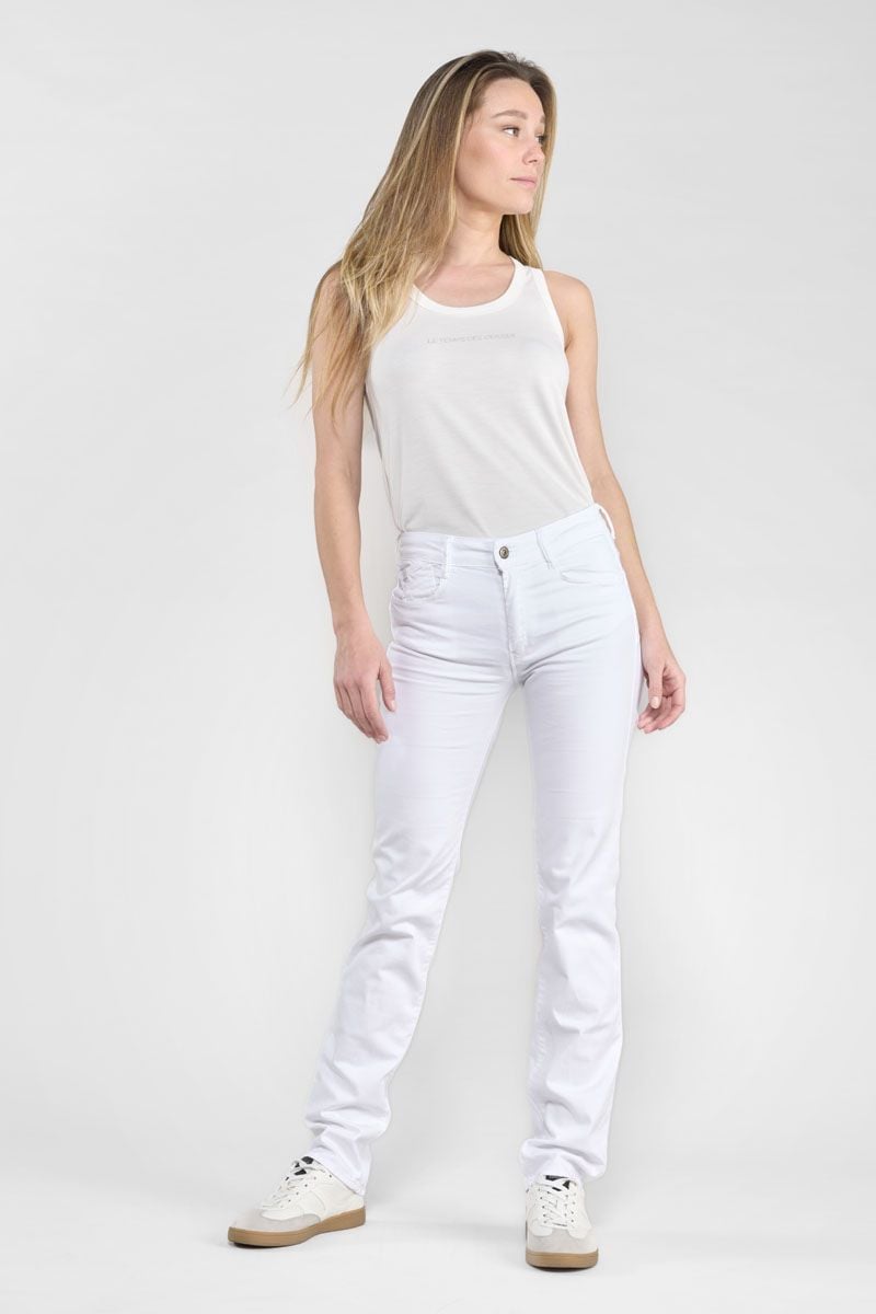 le temps des cerises Jeans pulp regular taille haute blanc