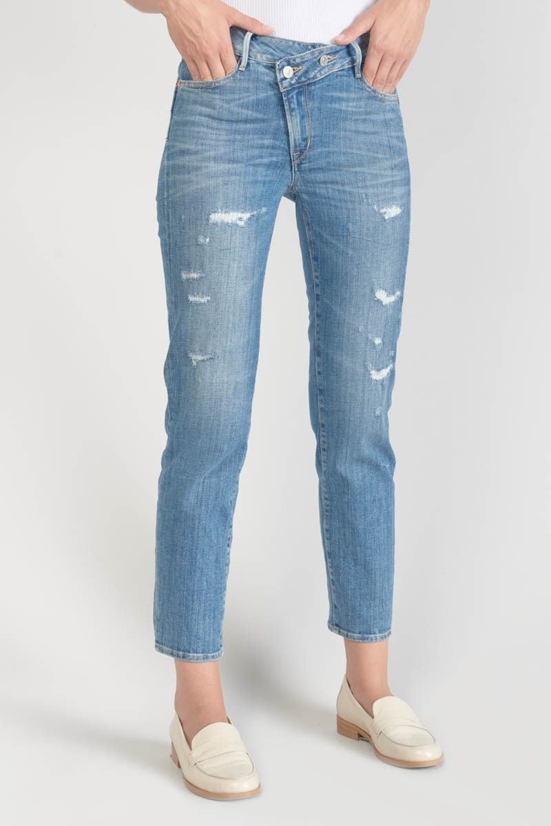 Le Temps Des Cerises Jeans Pulp Regular Zep Taille Haute 7/8ème Destroy Bleu N°4