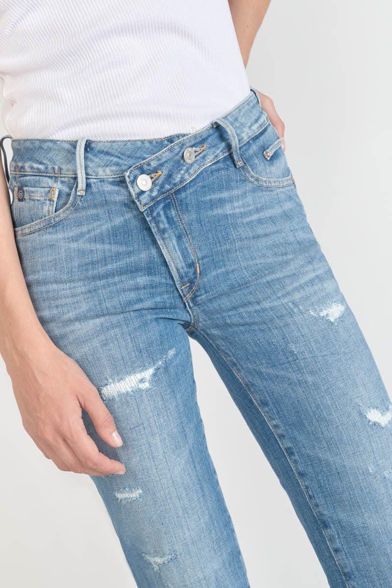 le temps des cerises Jeans pulp regular Zep taille haute 7/8ème destroy bleu N°4