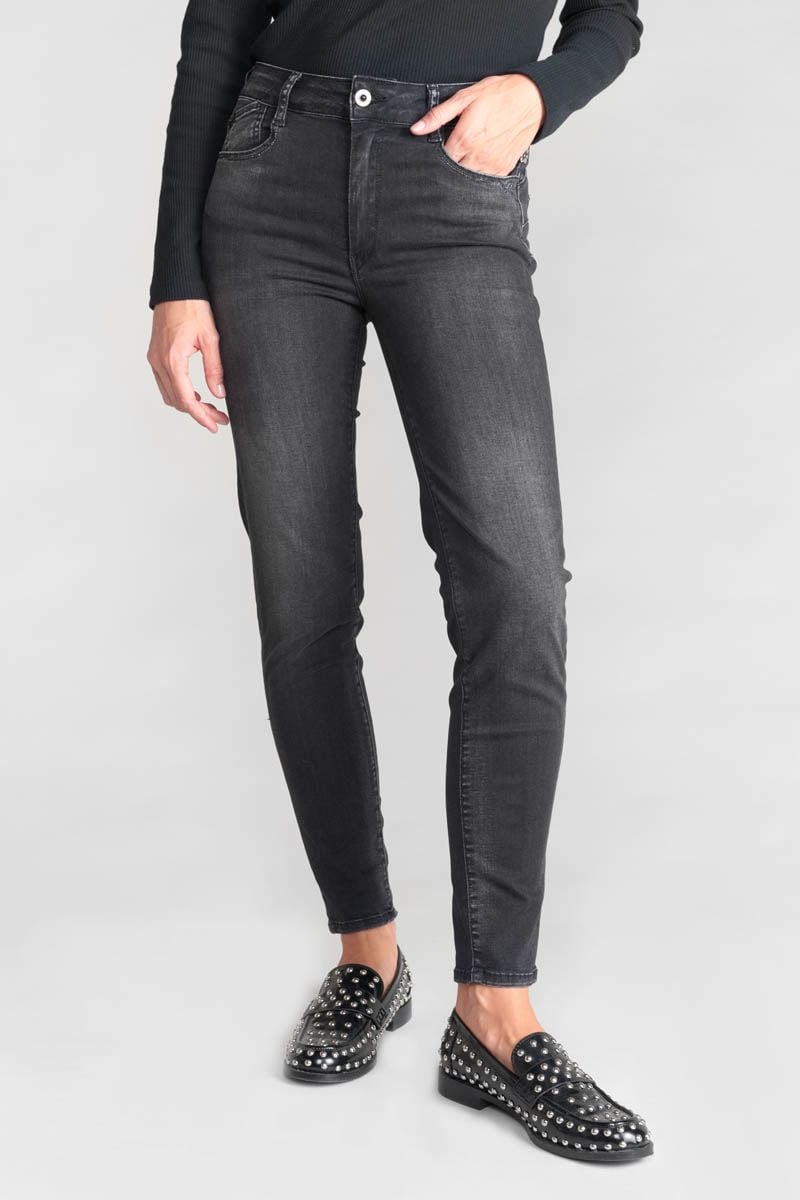 le temps des cerises Jeans pulp slim Acya taille haute 7/8ème noir N°1