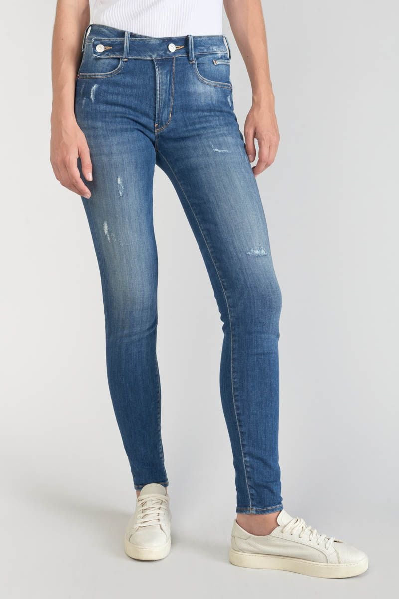 le temps des cerises Jeans pulp slim Dina taille haute destroy bleu N°2