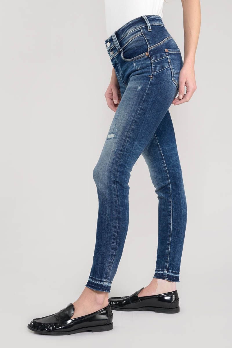 Le Temps Des Cerises Jeans Pulp Slim Elina Taille Haute 7/8ème Destroy Bleu N°2
