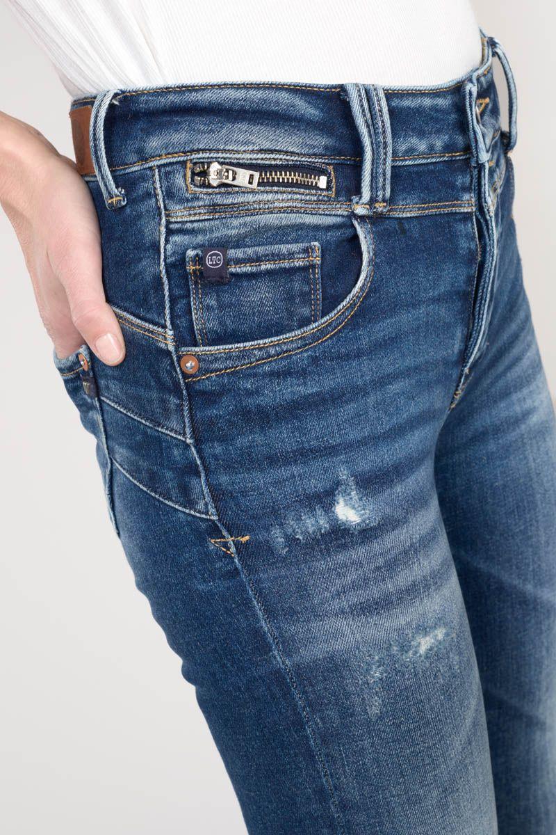 Le Temps Des Cerises Jeans Pulp Slim Elina Taille Haute 7/8ème Destroy Bleu N°2
