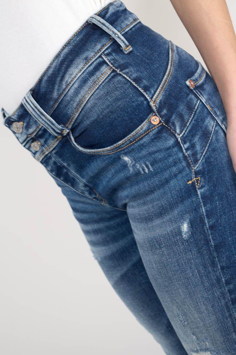 Le Temps Des Cerises Jeans Pulp Slim Elina Taille Haute 7/8ème Destroy Bleu N°2