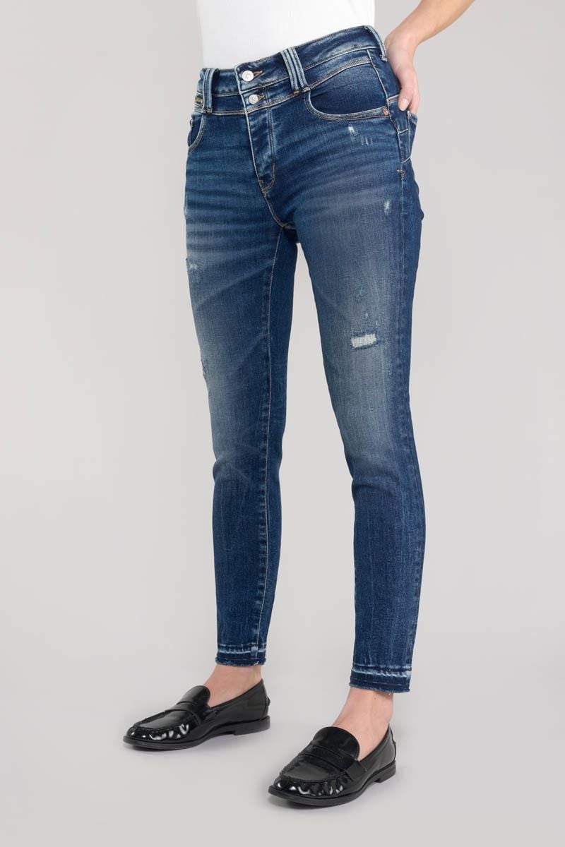 le temps des cerises Jeans pulp slim Elina taille haute 7/8ème destroy bleu N°2