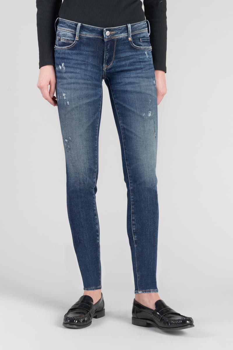 Le Temps Des Cerises Jeans Pulp Slim Lilas 7/8ème Destroy Bleu N°2