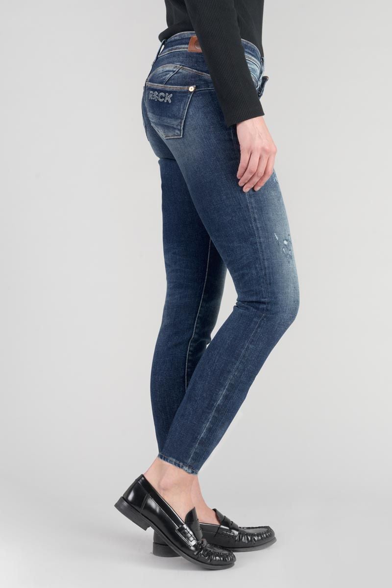 Le Temps Des Cerises Jeans Pulp Slim Lilas 7/8ème Destroy Bleu N°2