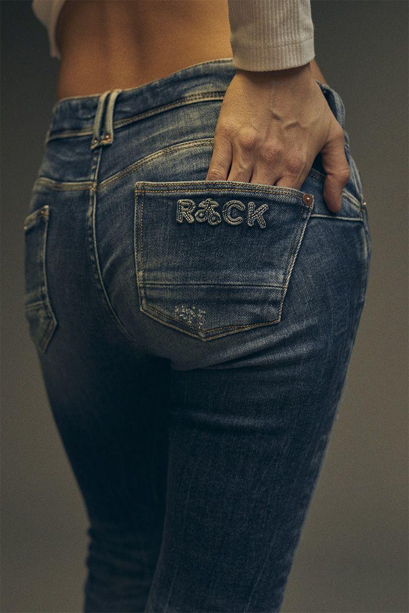le temps des cerises Jeans pulp slim Lilas 7/8ème destroy bleu N°2