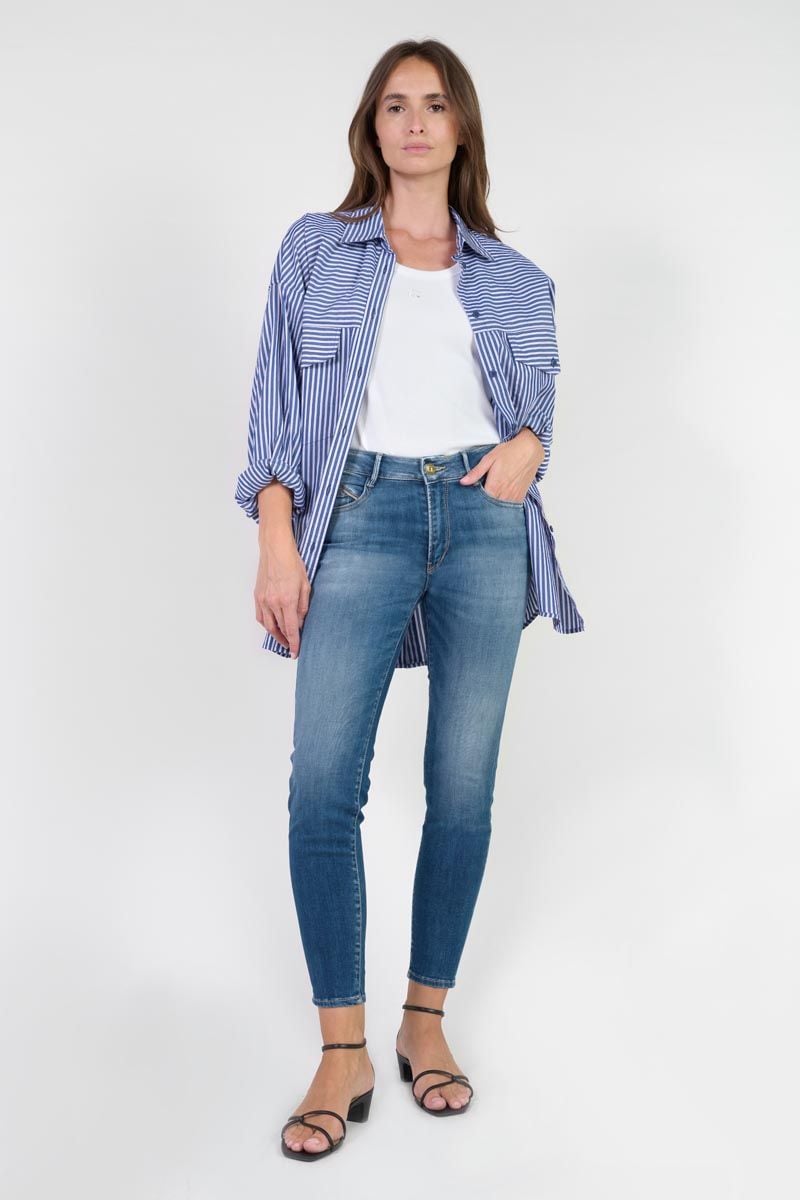 Le Temps Des Cerises Jeans Pulp Slim Pefki Taille Haute 7/8ème Bleu N°3