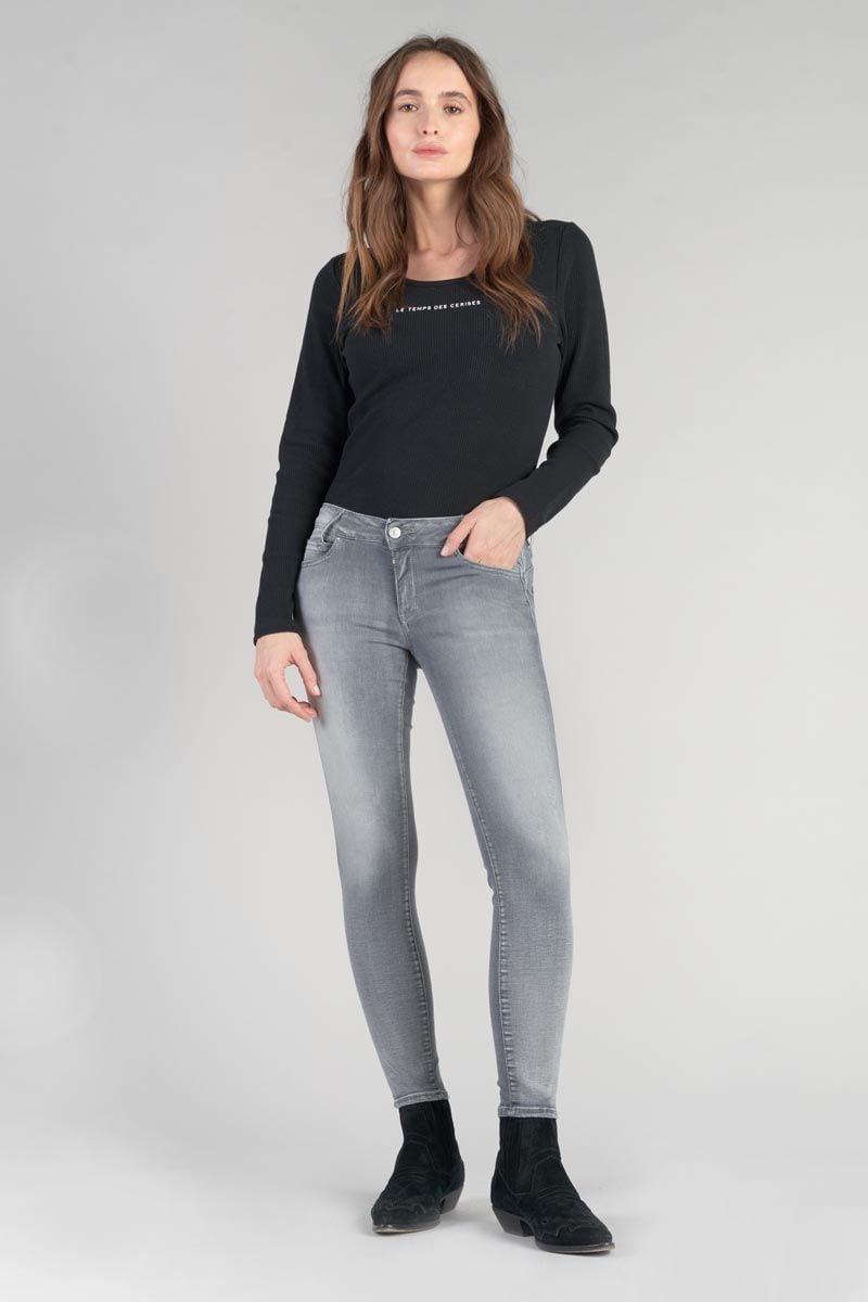 le temps des cerises Jeans pulp slim Roche taille haute 7/8ème gris N°2