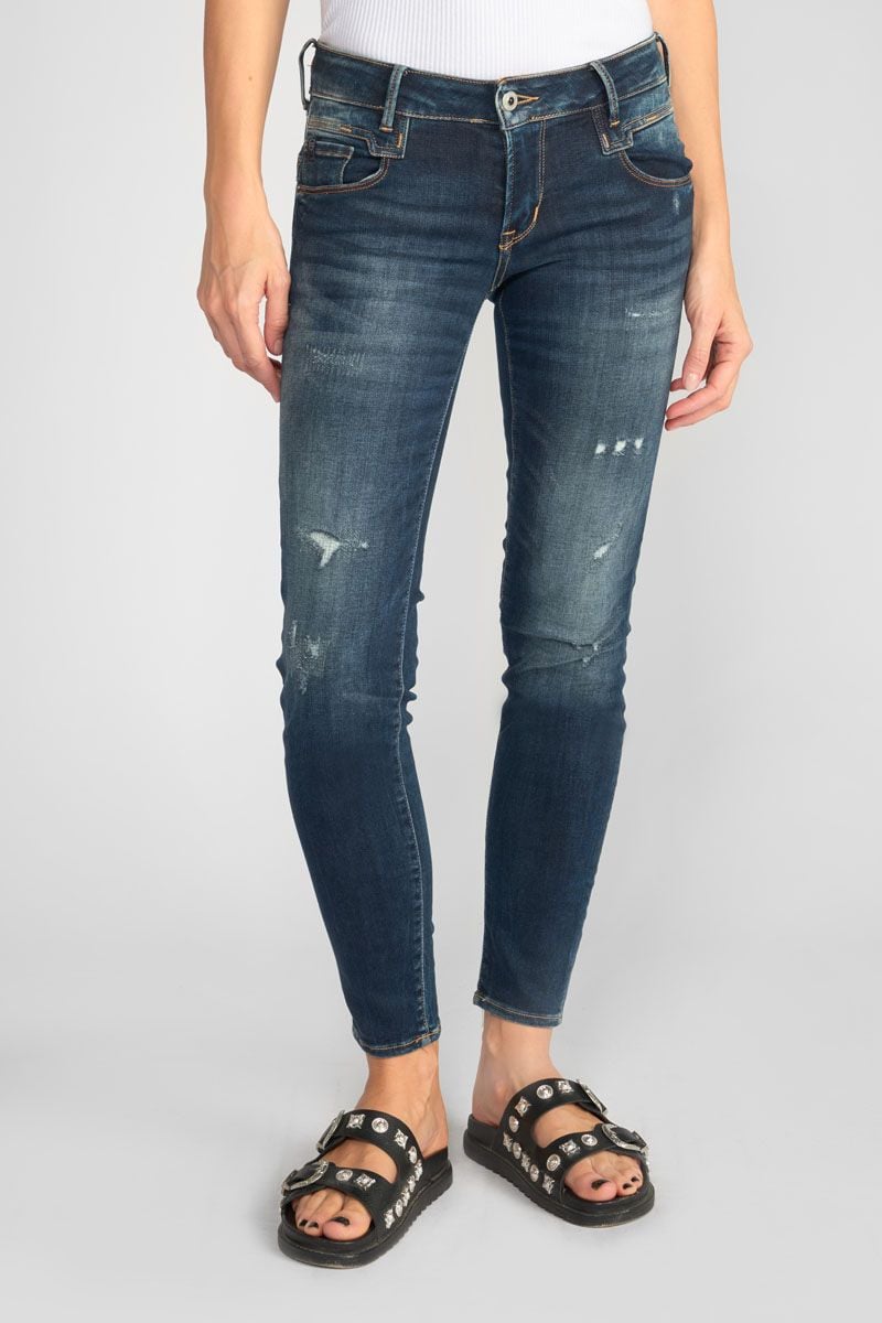 le temps des cerises Jeans pulp slim Sib 7/8ème destroy vintage bleu N°2