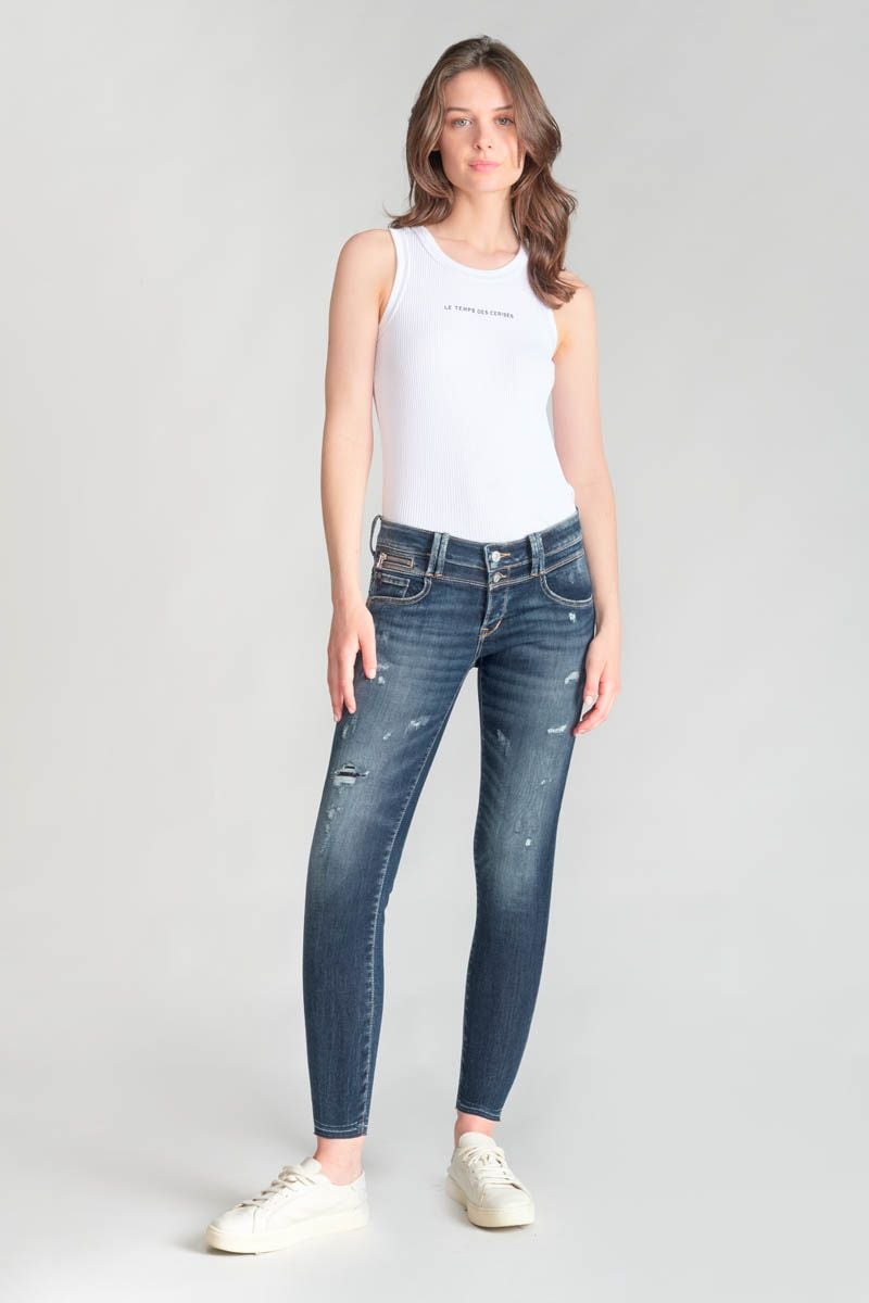 Le Temps Des Cerises Jeans Pulp Slim Snap 7/8ème Destroy Bleu N°3