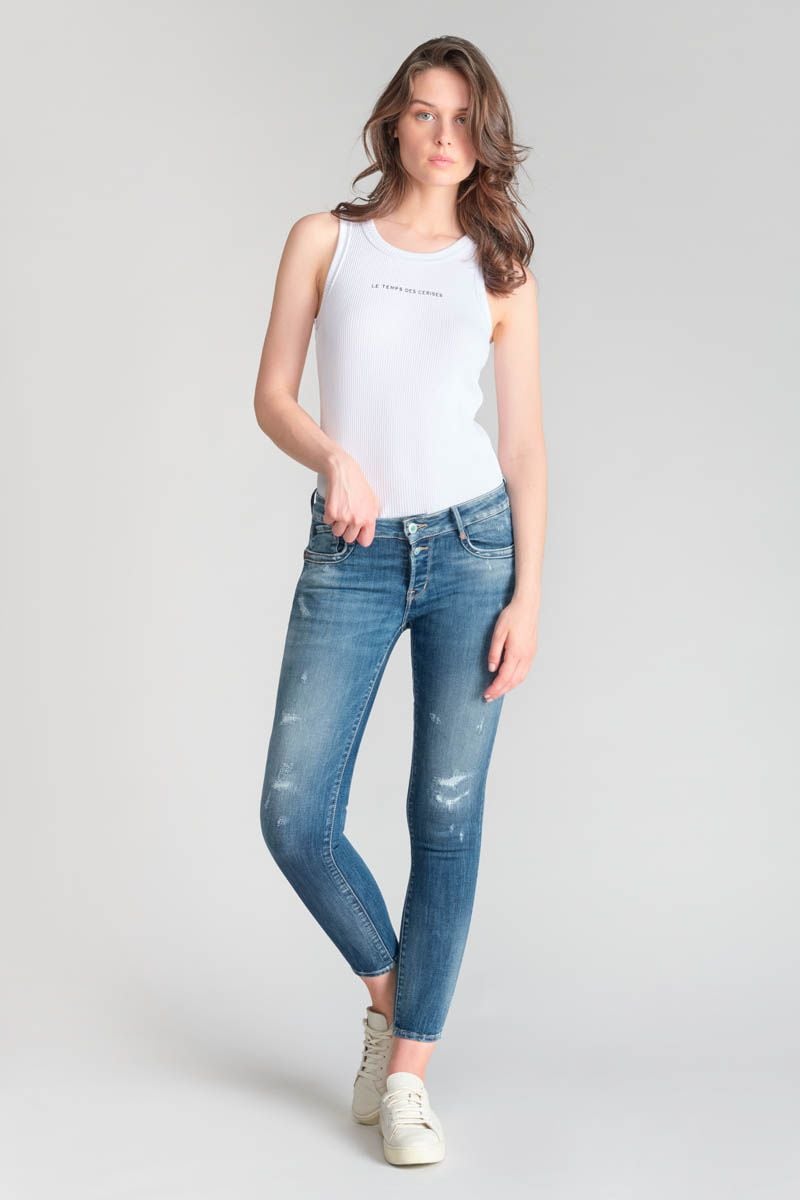 le temps des cerises Jeans pulp slim Thais 7/8ème destroy bleu N°3