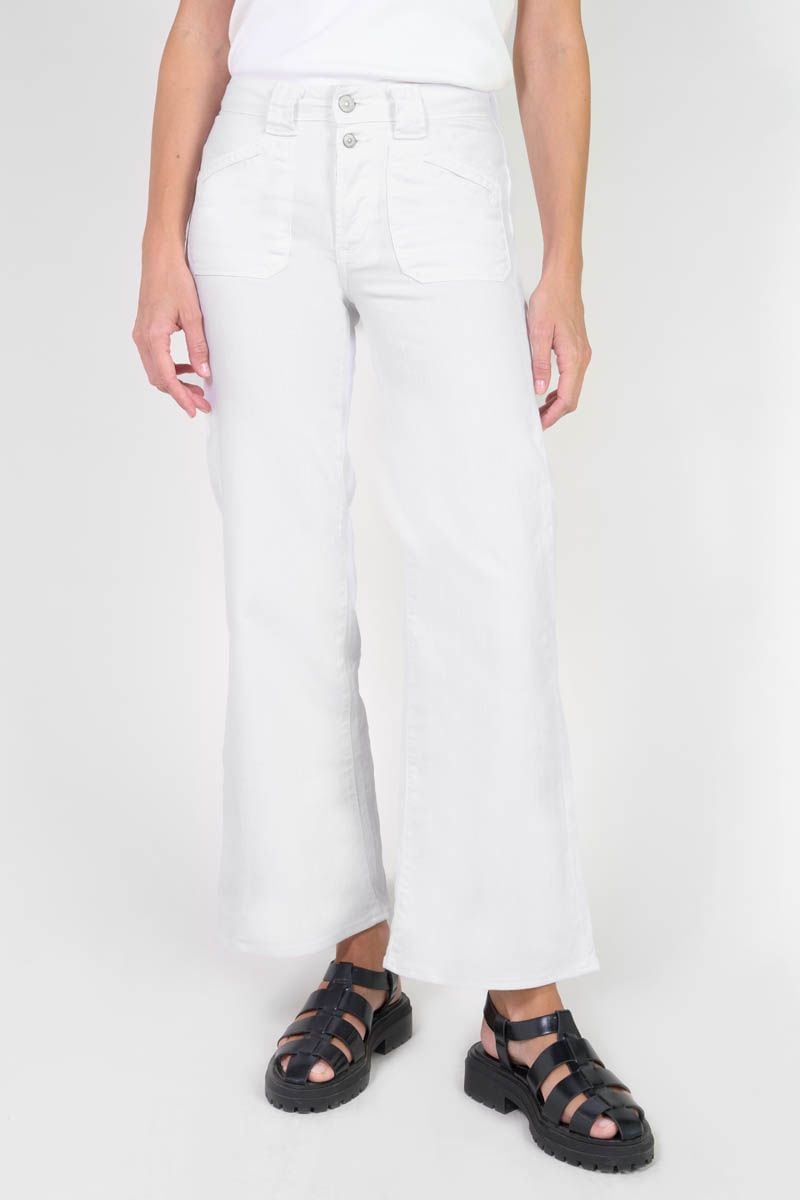 Le Temps Des Cerises Jeans Pulp Wide Leg Taille Haute 7/8ème Blanc