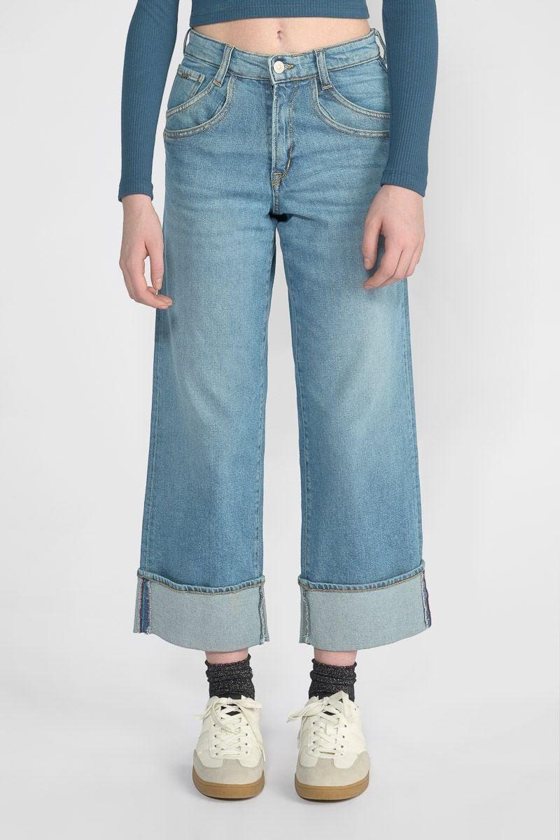 le temps des cerises Jeans regular large Caster taille haute bleu N°4