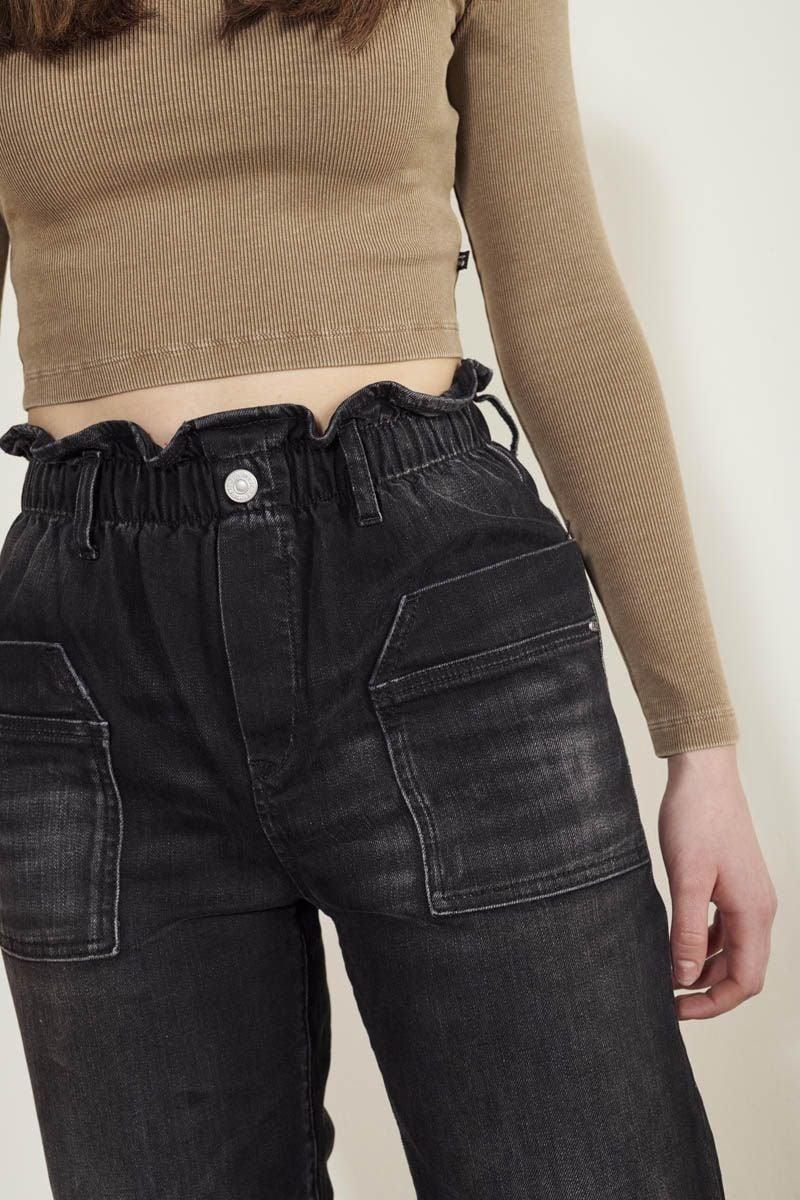 Le Temps Des Cerises Jeans Regular Large Twin Taille Haute Noir N°1