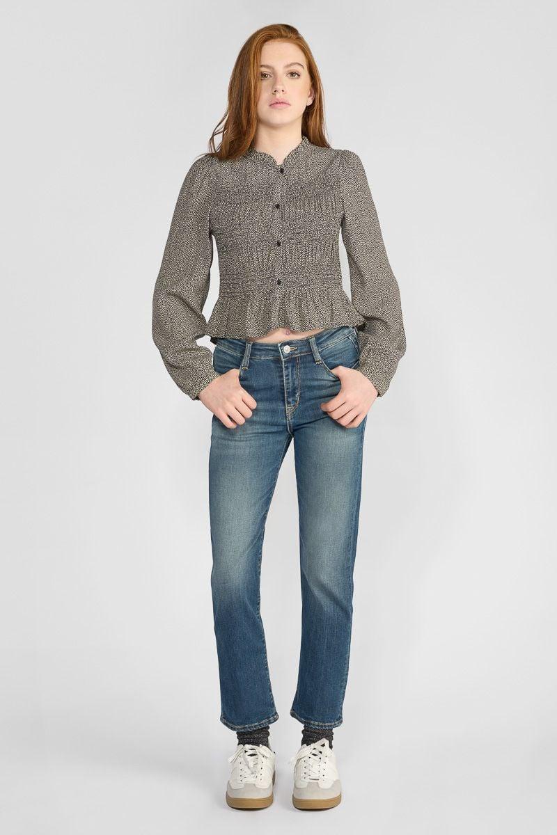 le temps des cerises Jeans regular Lise taille haute bleu N°3