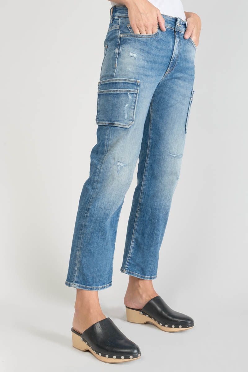 Le Temps Des Cerises Jeans Regular Precieux Taille Haute 7/8ème Destroy Bleu N°3