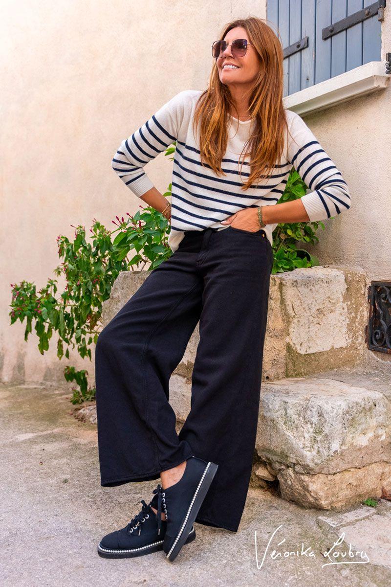 Le Temps Des Cerises Jeans Tencel Wide Leg Muriel By Véronika Loubry Taille Haute Noir