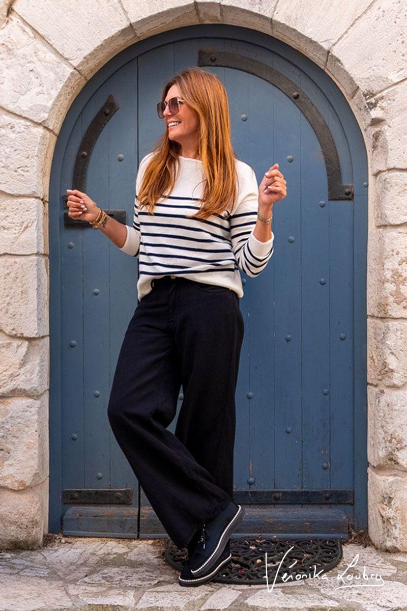 Le Temps Des Cerises Jeans Tencel Wide Leg Muriel By Véronika Loubry Taille Haute Noir