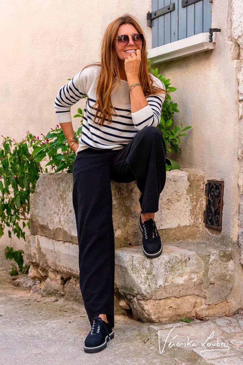 Le Temps Des Cerises Jeans Tencel Wide Leg Muriel By Véronika Loubry Taille Haute Noir