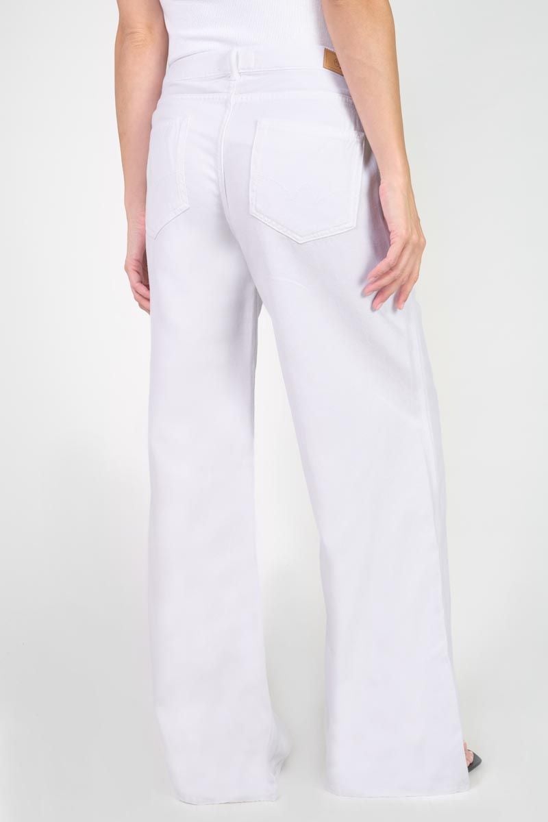 Le Temps Des Cerises Jeans Tencel Wide Leg Victoria Taille Haute Blanc