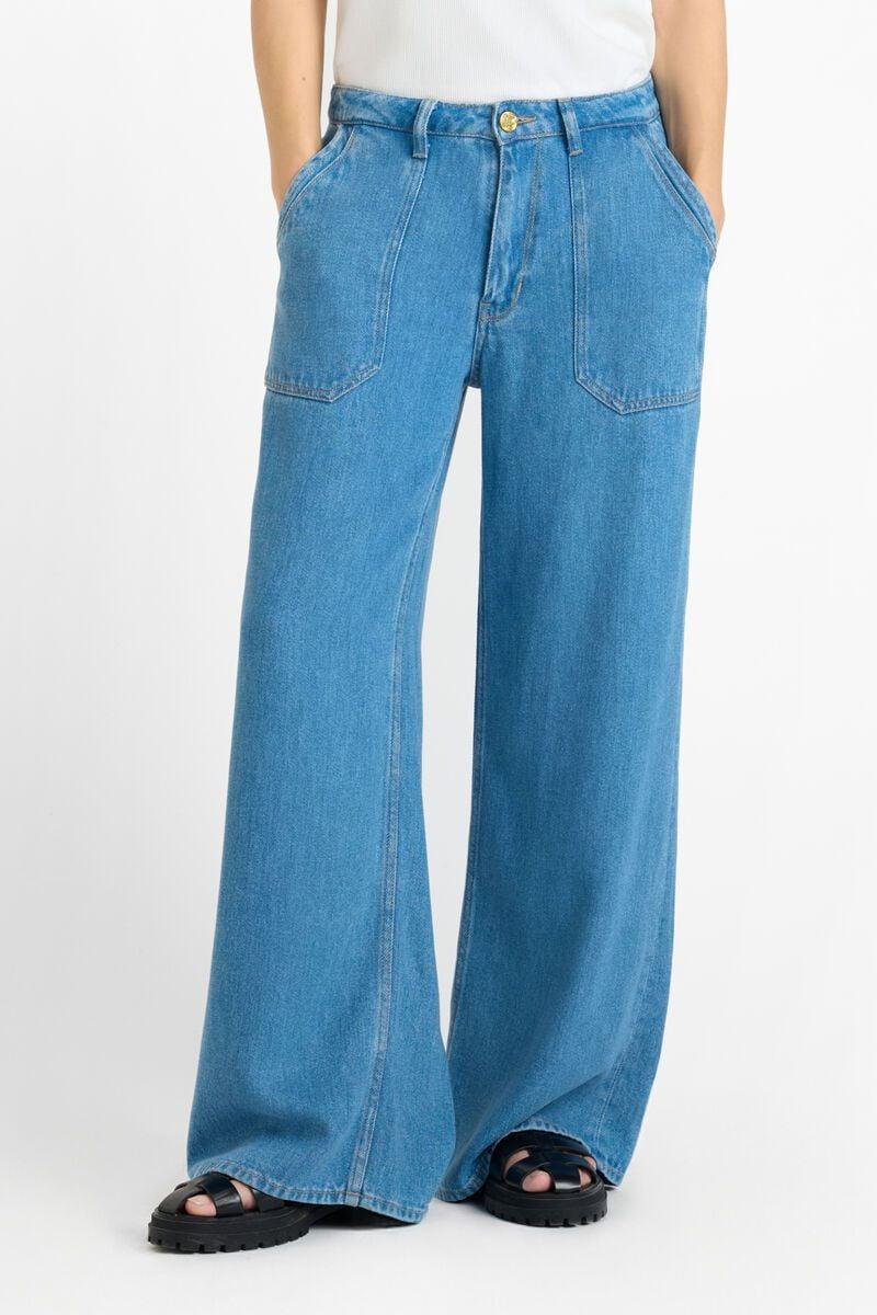 Le Temps Des Cerises Jeans Tencel Wide Leg Victoria Taille Haute Bleu
