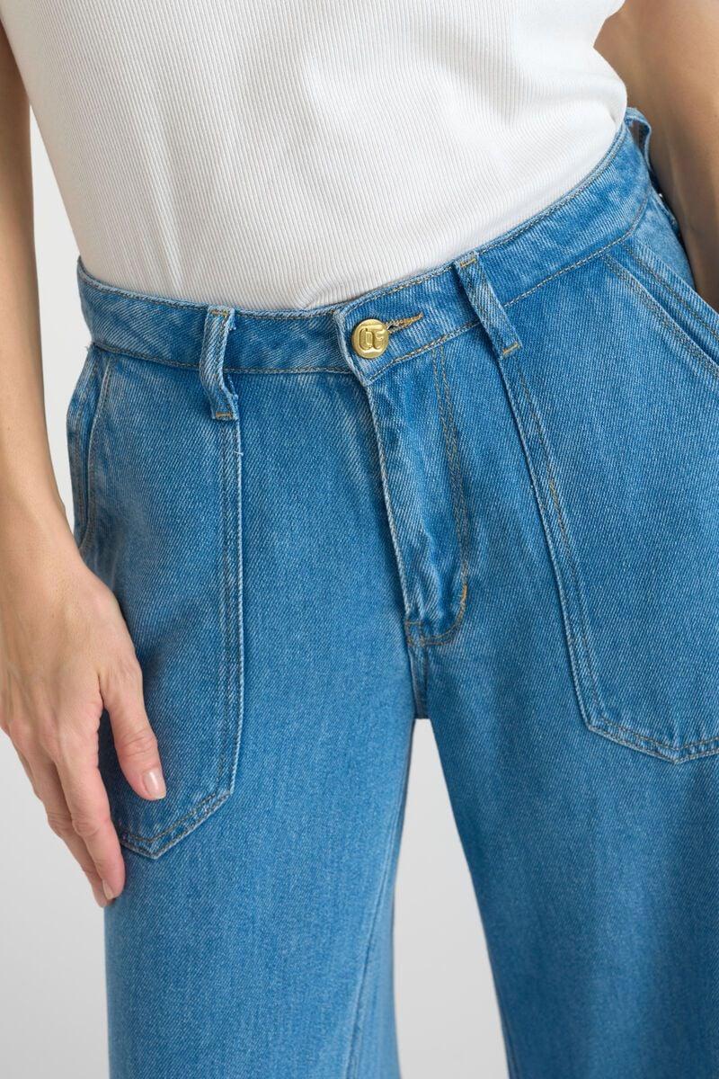 Le Temps Des Cerises Jeans Tencel Wide Leg Victoria Taille Haute Bleu