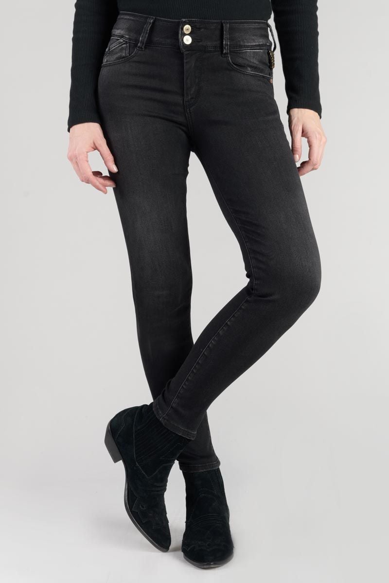 le temps des cerises Jeans ultra pulp slim Bari taille haute 7/8ème noir N°1