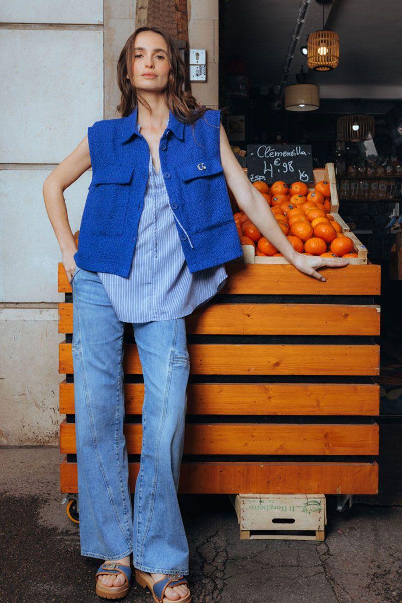 le temps des cerises Jeans wide leg Lauryn Twist bleu N°4