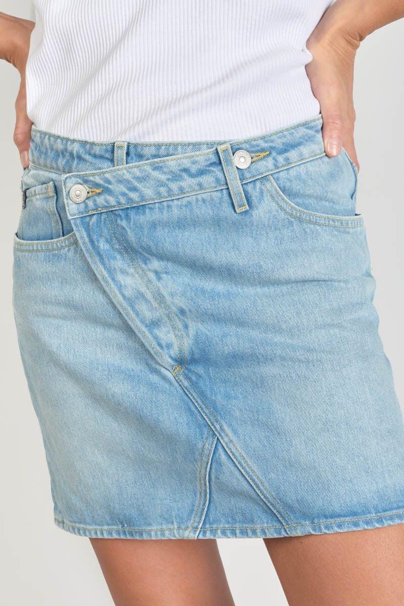 Le Temps Des Cerises Jupe Alofi En Jeans Bleu Clair