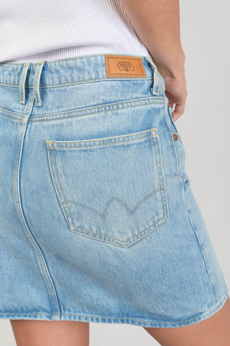Le Temps Des Cerises Jupe Alofi En Jeans Bleu Clair