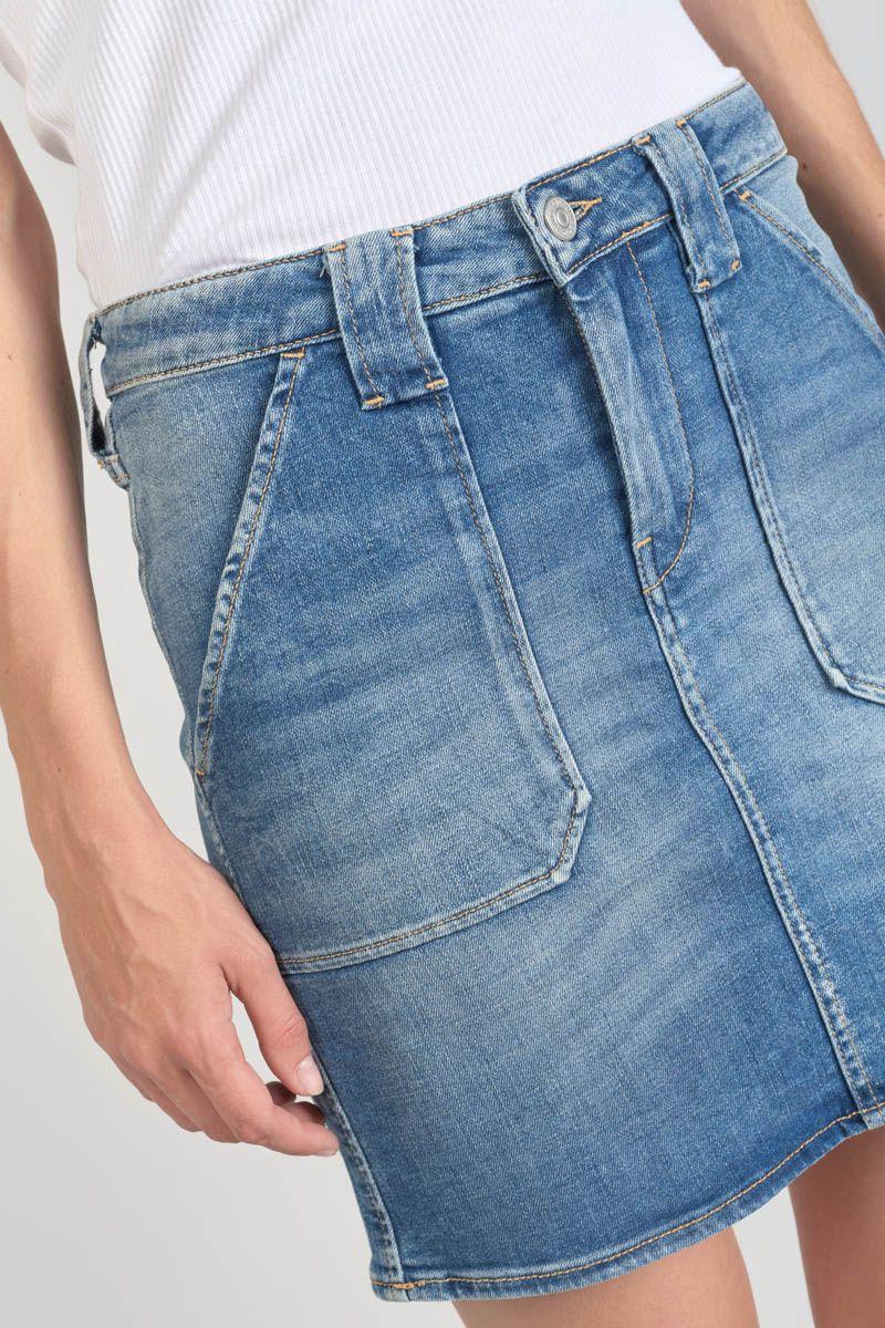 Le Temps Des Cerises Jupe Cary En Jeans Bleu Délavé