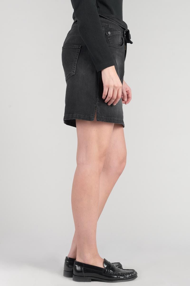 Le Temps Des Cerises Jupe Courte Callas En Jeans Noir Délavé