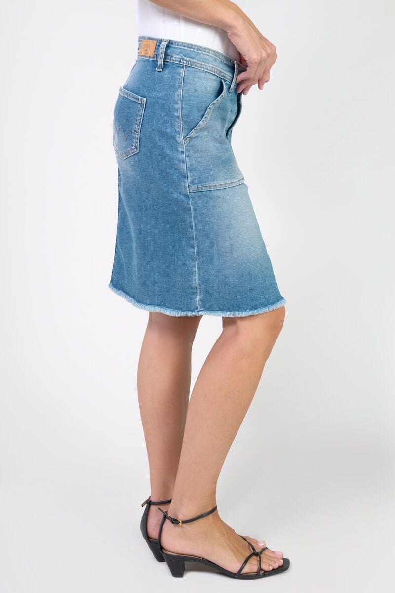 Le Temps Des Cerises Jupe Ledisi En Jeans Bleu Délavé