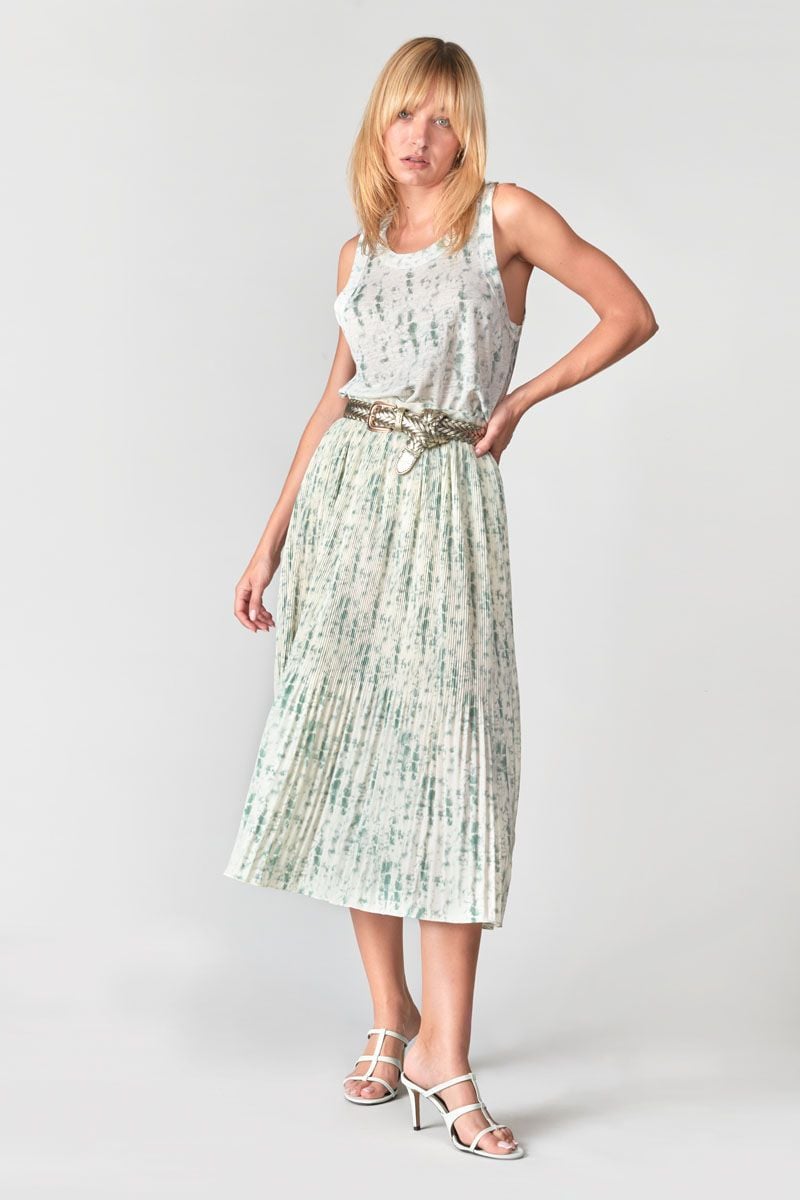 le temps des cerises Jupe longue Pepino tie and dye vert d'eau