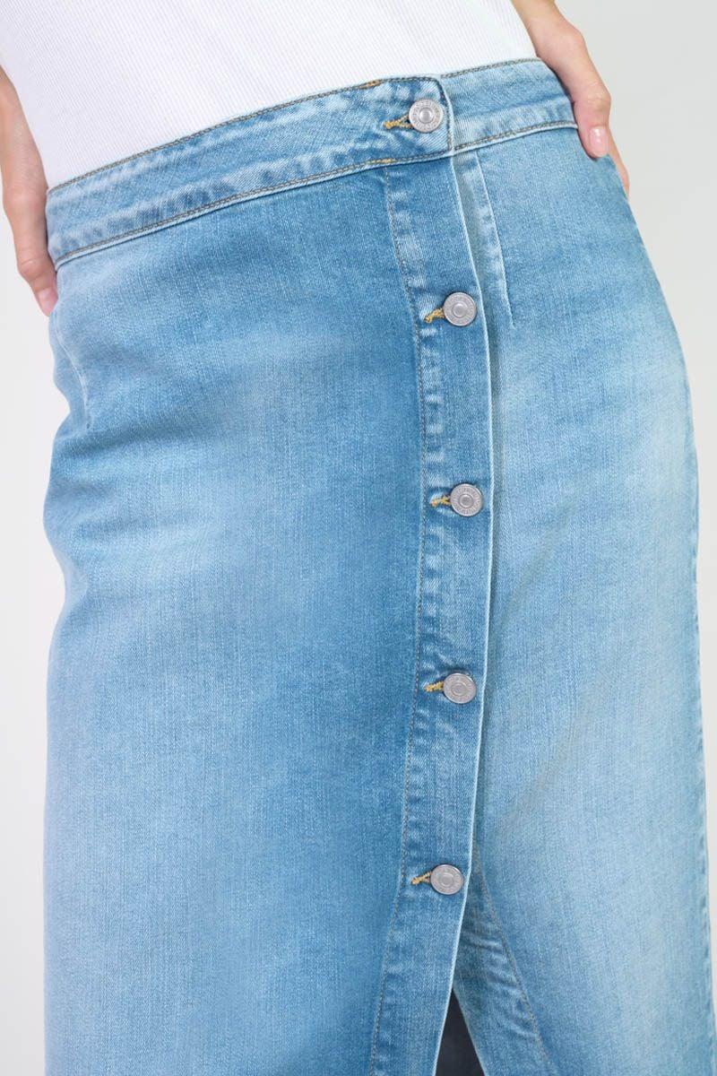 Le Temps Des Cerises Jupe Raphi En Jeans Bleu Délavé