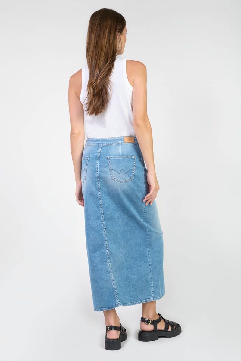 Le Temps Des Cerises Jupe Raphi En Jeans Bleu Délavé