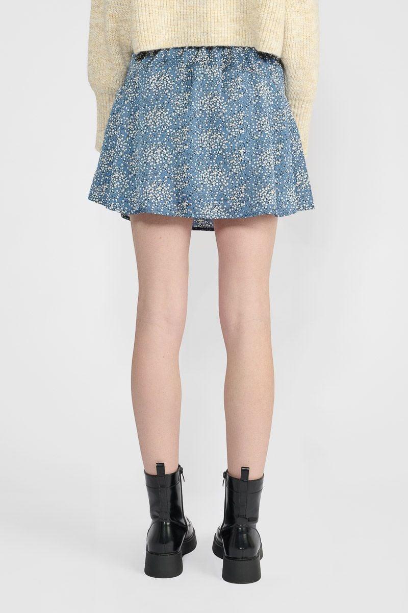 Le Temps Des Cerises Jupe Short Dalougi à Motif Floral Bleu Et Blanc