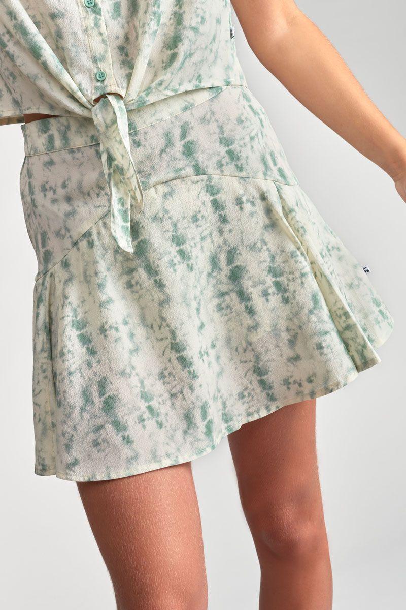 Le Temps Des Cerises Jupe Short Merilgi à Motif Tie And Dye Vert D'eau