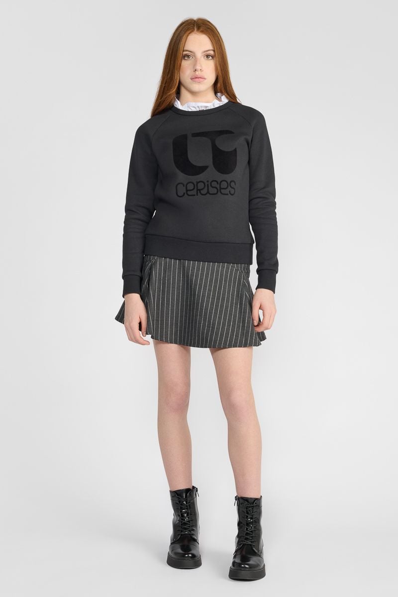 le temps des cerises Jupe short Minagi grise à rayures