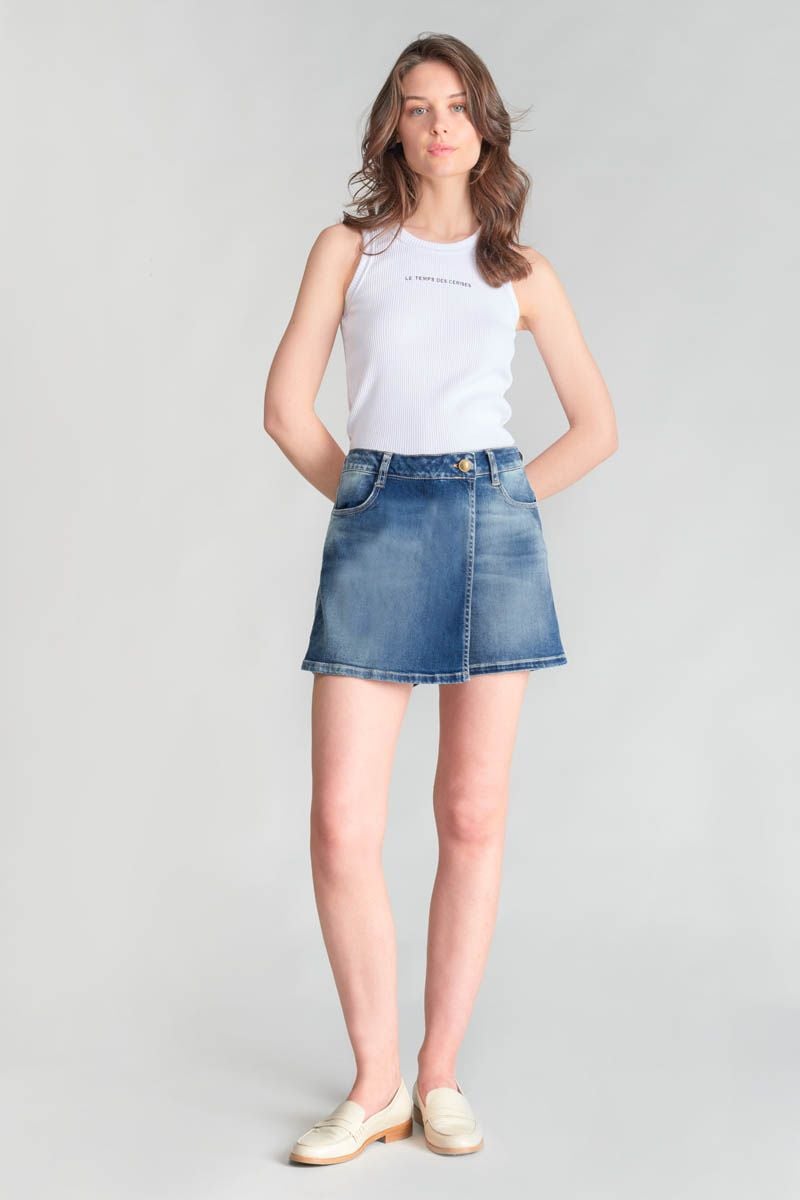 Le Temps Des Cerises Jupe Short Monaco En Jeans Bleu