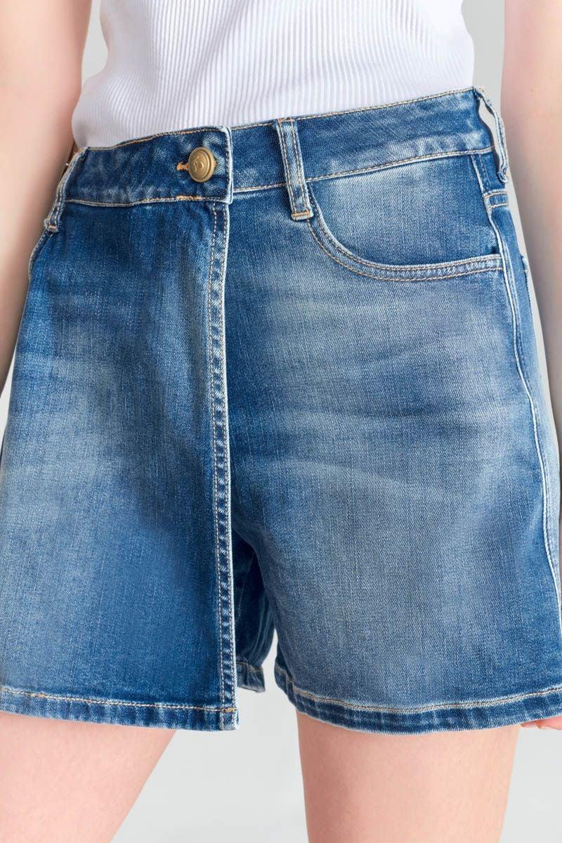 Le Temps Des Cerises Jupe Short Monaco En Jeans Bleu