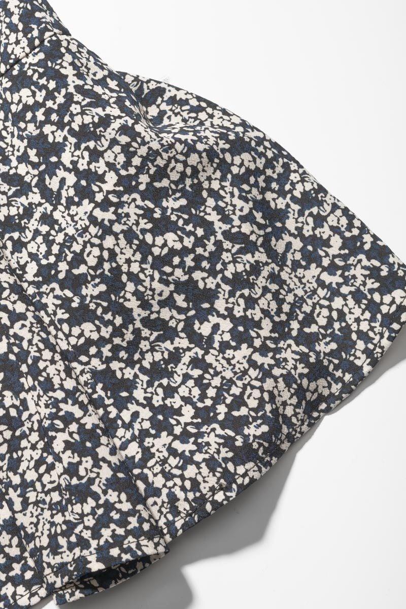 Le Temps Des Cerises Jupe Short Onourisgi à Motif Floral Bleu Nuit Et Blanc